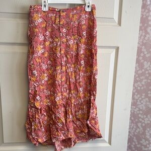 SO Asymmetrical Floral Skirt - Pink and Yellow
